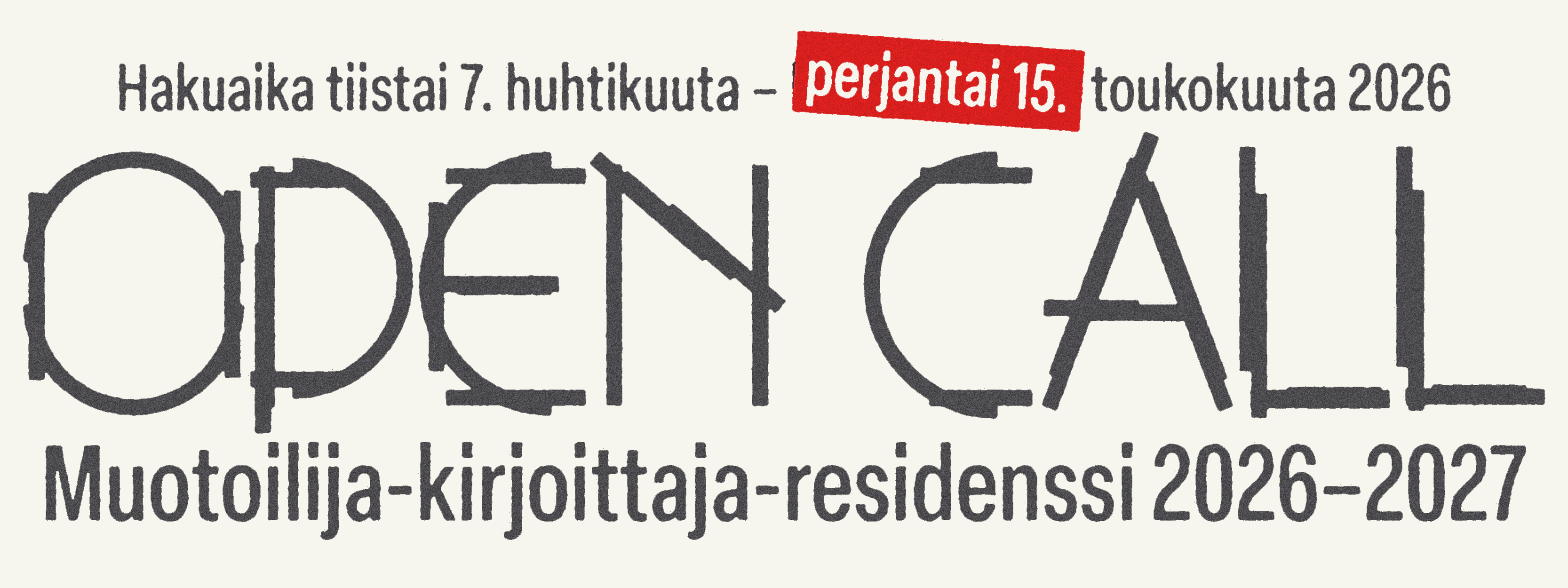 HAKUAIKAA JATKETTU! Hae muotoilija-kirjoittaja-residenssiin 2026–2027